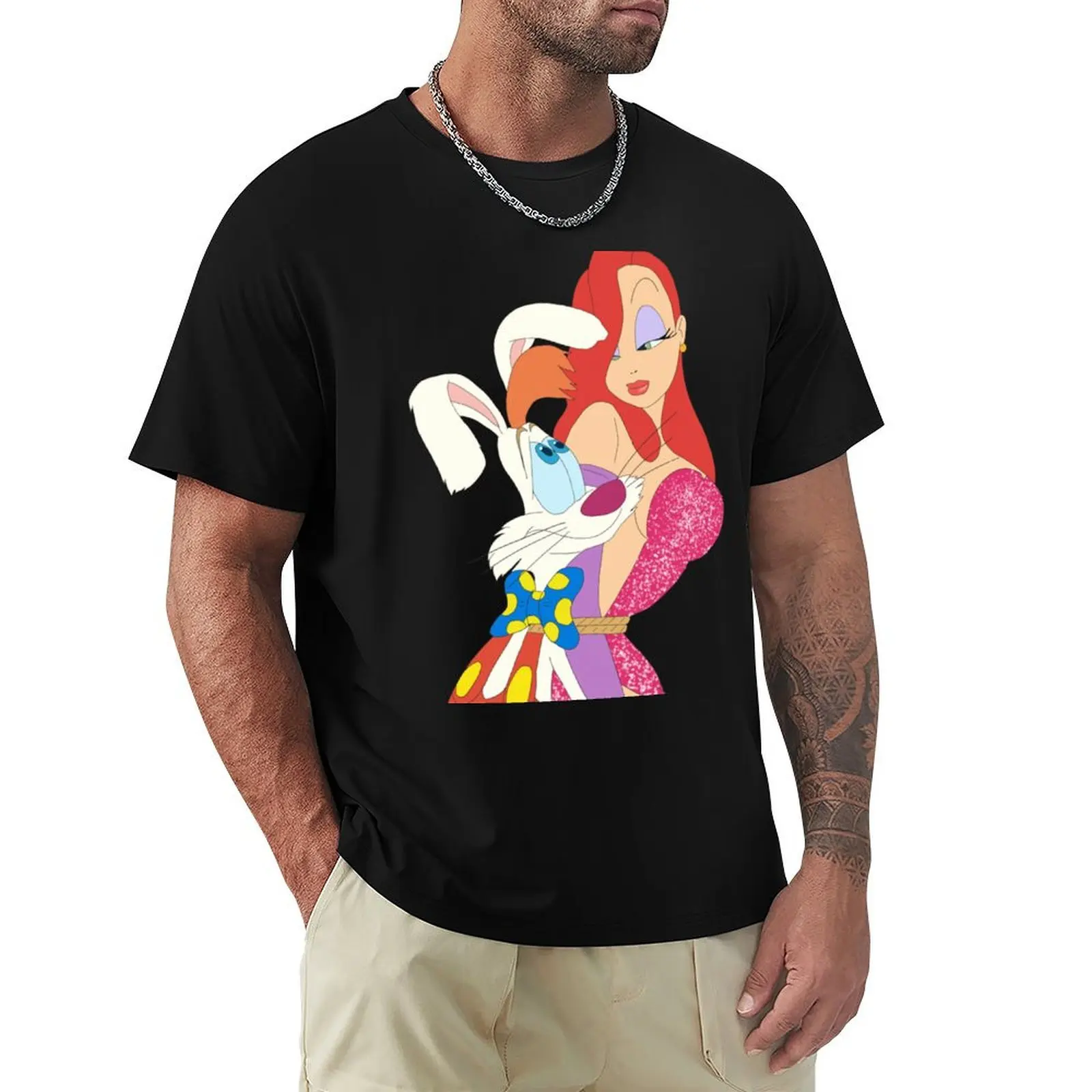Roger and Jessica Rabbit T-Shirt No Iron Casual Short Sleeve Top
