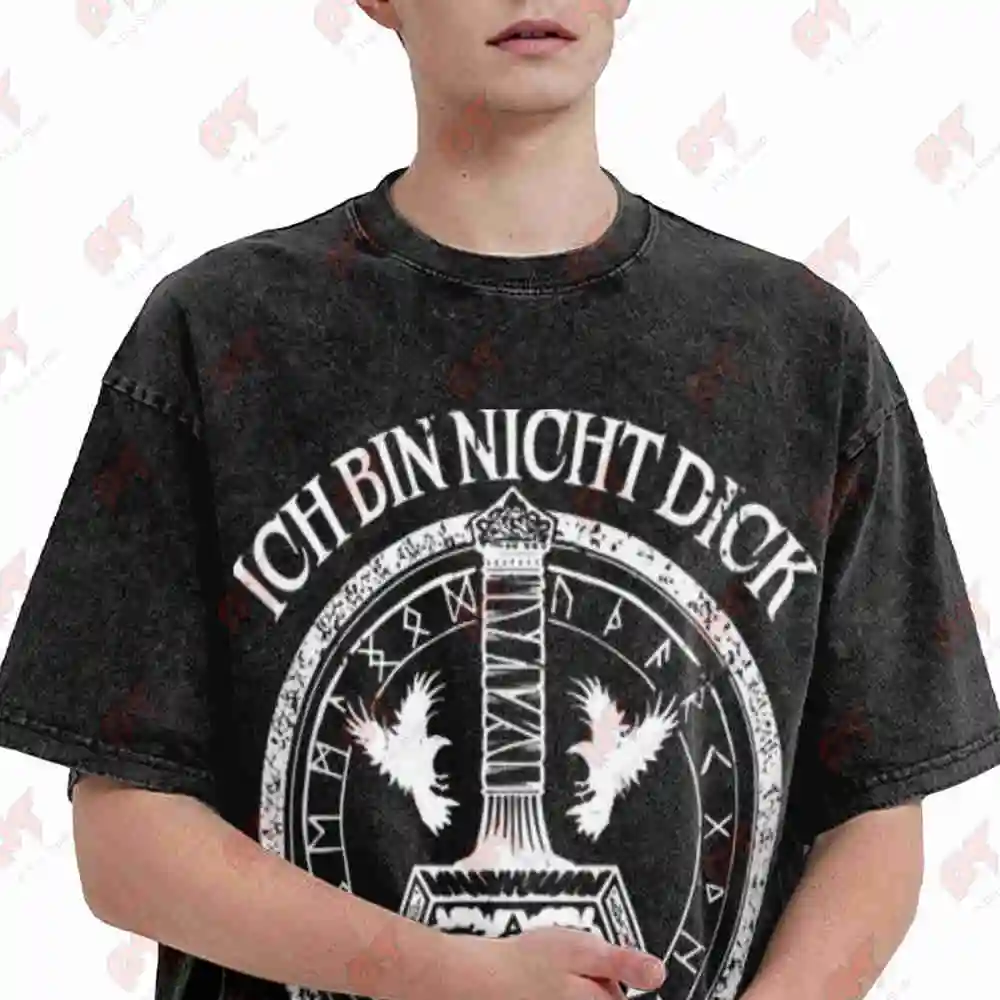 Lustiges Wikinger Schildwall 3 0 Nordic Viking Vintage Washed Tee Pure Cotton T-Shirt