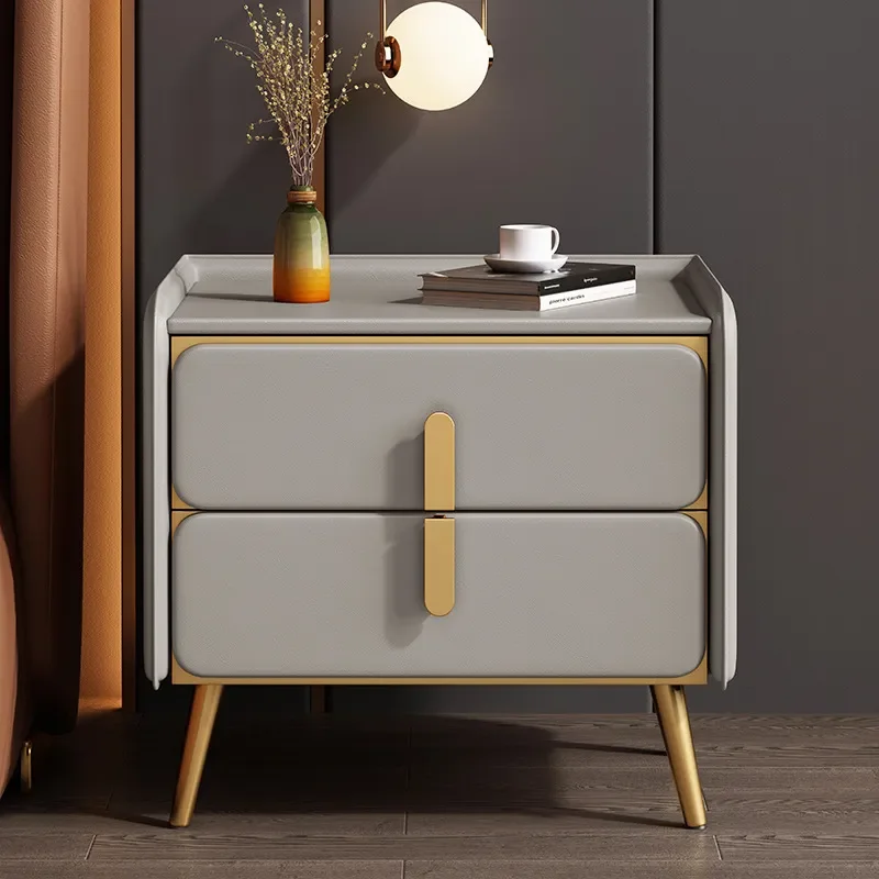 for Solid Wood Bedside Table Light Luxury High End Bedroom Simple Modern Household Rock Slab Small Nightstand Storage Cabinet