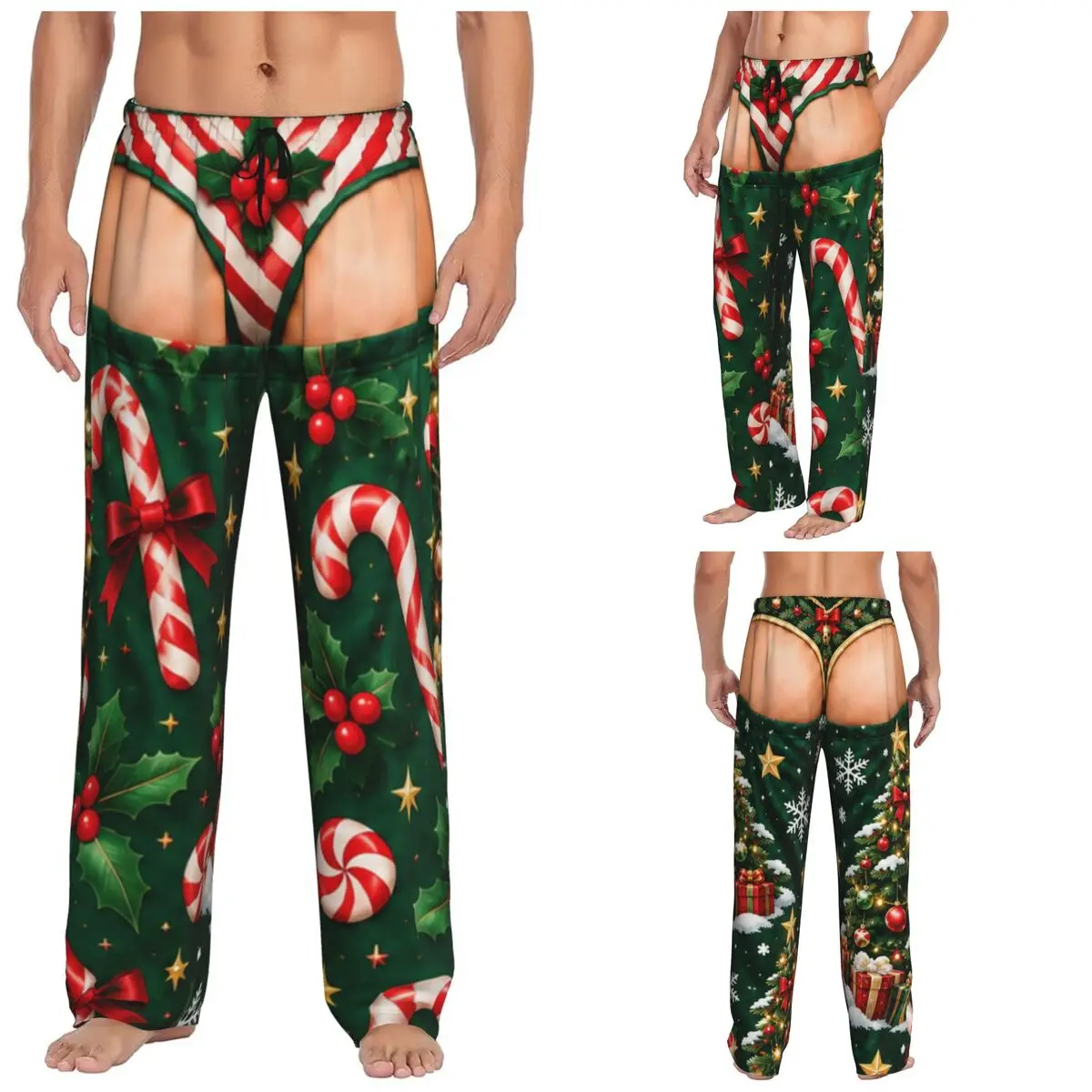 Merry Christmas Santa Claus Snowman Mens Pajama Pants Relax Comfy Lounge Pants Sleep Bottoms