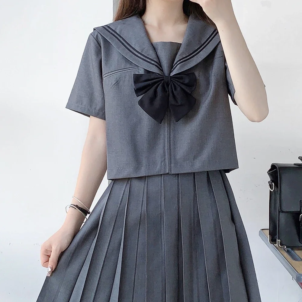 Basic Jk Tow-Lines Grijs Matrozenpakken Japanse schooluniformen Afstuderen kleding Plooirok Fuku Anime Cos Kostuums Vrouwen