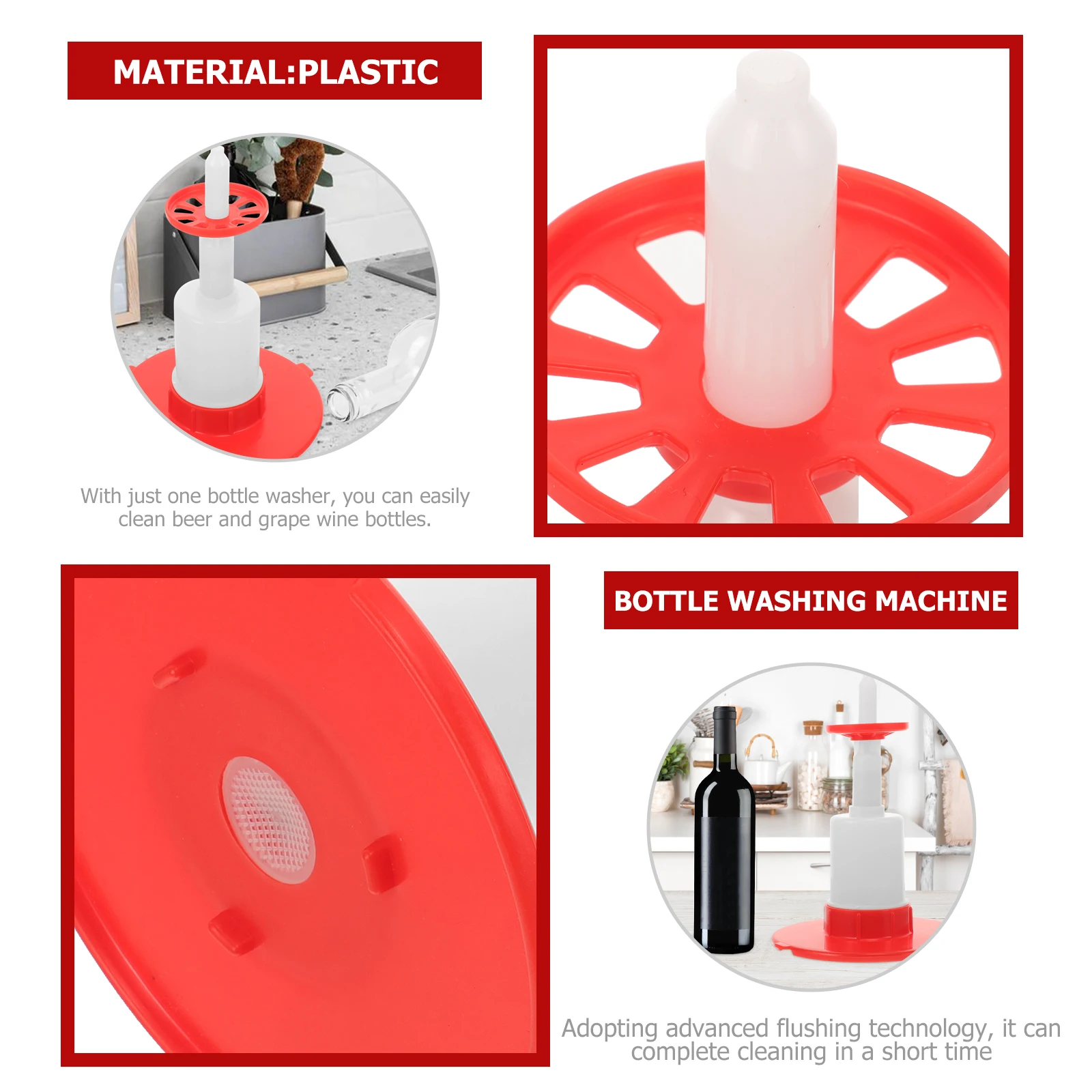 

1Set DIY Bottle Washer Plastic Cleaner Durable Rinser for Wine Beer Kitchen Bar DIY Bottle Washer Wine Cup Cleaner