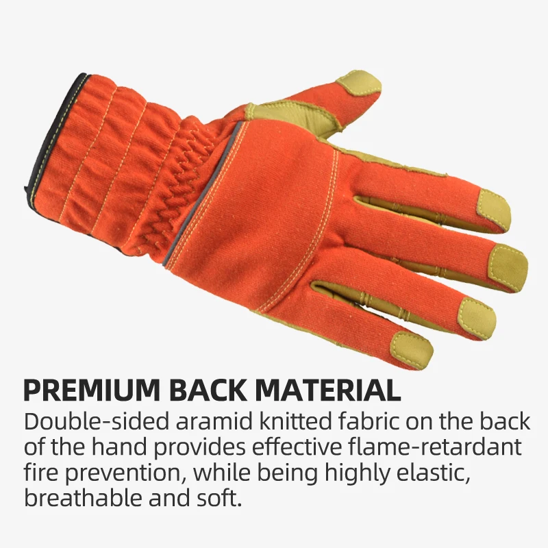 XYEHS 1 Pair/ 2 Pcs Flame Retardant Anti-Cut Safety Work Gloves Cowhide Aramid Fabric Fire-Proof Heat Insulated Emergency Rescue