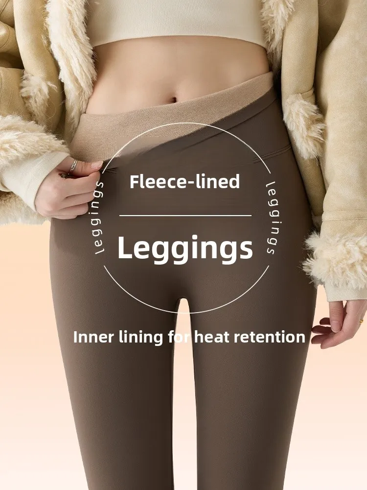 

Thiened Fce Yoga Pants High Waist Leggings Warm Belly Control arkskin Inner Thermal Insulation Women's Bot