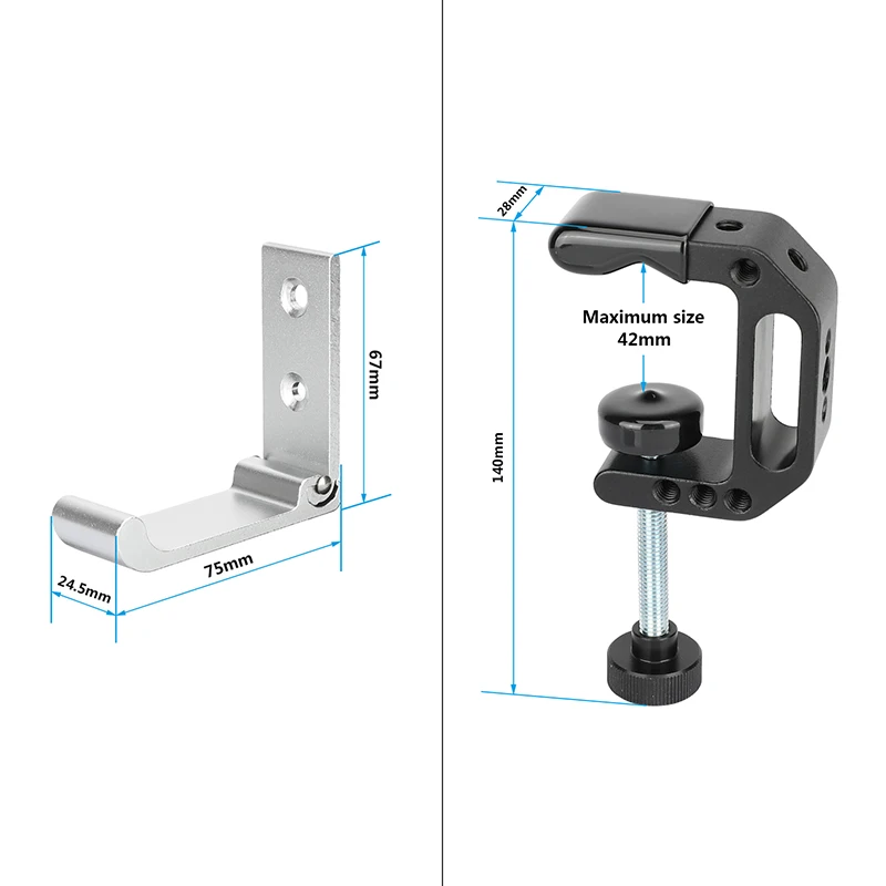مشبك HDRig Super C مع خطاف تعليق على الحائط قابل للطي شديد التحمل، محمول، لتخزين الأدوات، مع نقاط تركيب 1/4 بوصة و3/8 بوصة