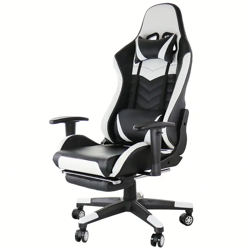 *Postmodern Racing Gamer PC Office Chair Comfortable Ergonomic Leather Reclining Adjustable Height Massage Lumbar Support Black
