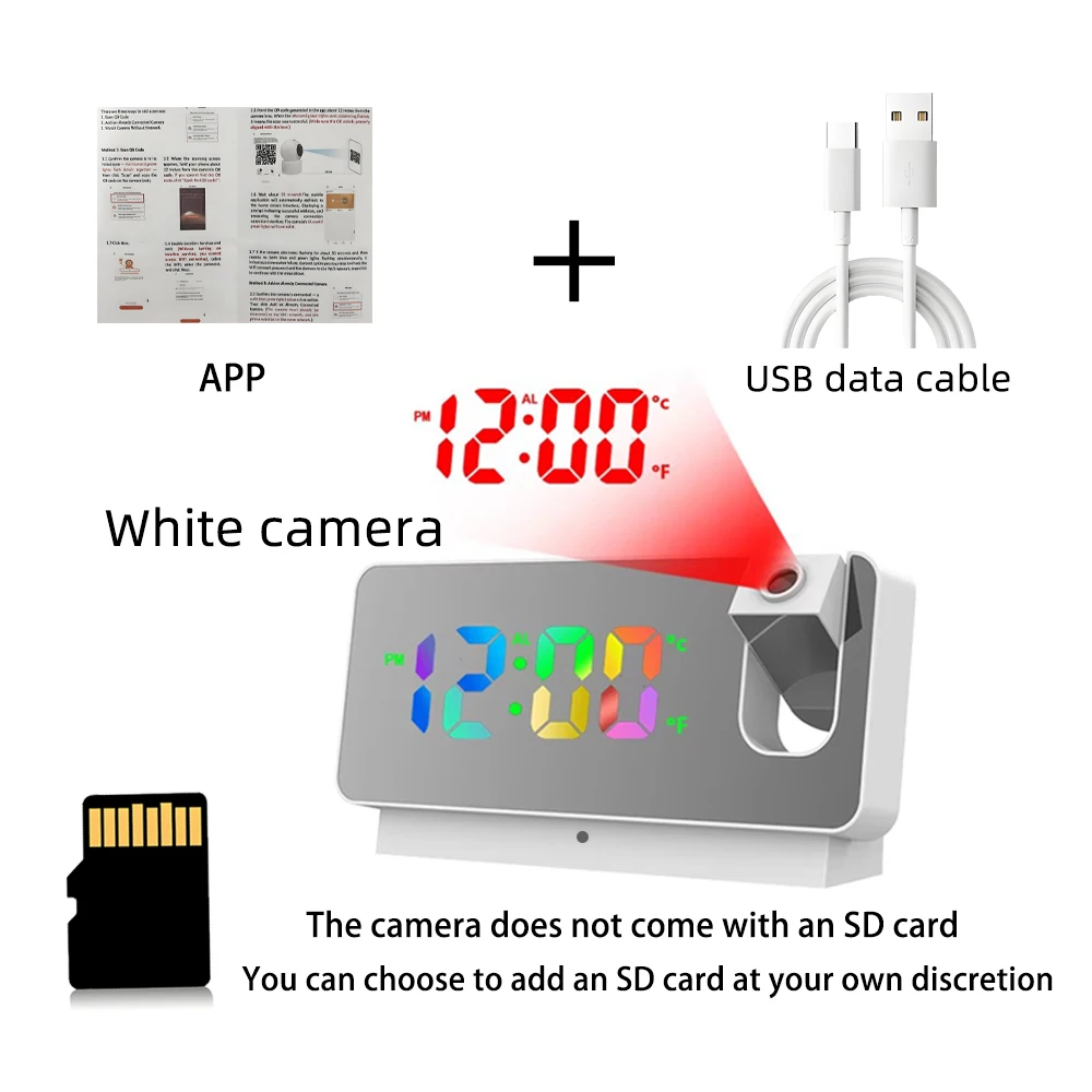 HD4K mini-klokcamera, ondersteunt weergave op afstand, mobiele detectie, lusopslag, draadloze WiFi-camera in nanny-stijl voor thuis
