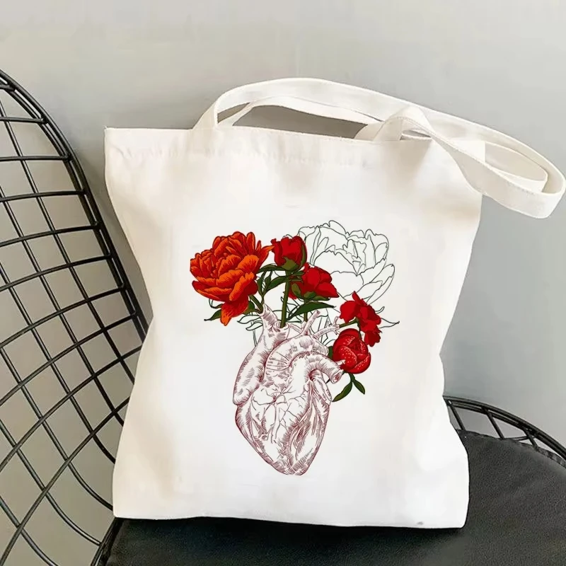 

Bolsa de Lona com Estampa Floral 2026, Grande Capacidade, Bolsa de Mão de Lona com Padrão Floral, Moderna e de Grande Capacidade