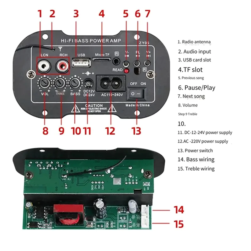 NCSMT Speaker Amplifier Board Digital Bluetooth AMP Module Subwoofer Car Amplifier Motherboard Outdoor Audio 12V 24V US