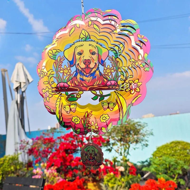 Pemintal Angin Warna Dasar Anjing Mandala Lonceng Angin Menggantung Pemintal Angin untuk Dekorasi