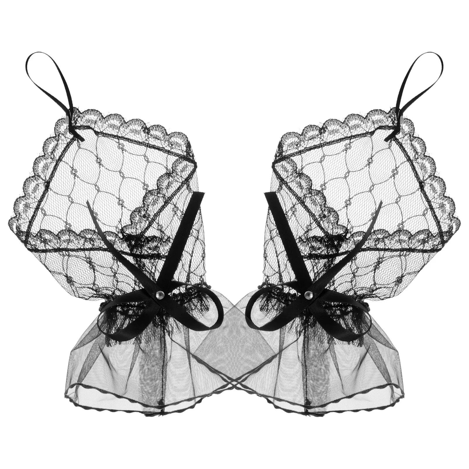 

Пара кружевных перчаток без пальцев для женщин, элегантные, с бантом, кружевными манжетами, сетчатые, из тюля, для свадьбы, чаепития, танцев, вечеринок, в стиле Лолита