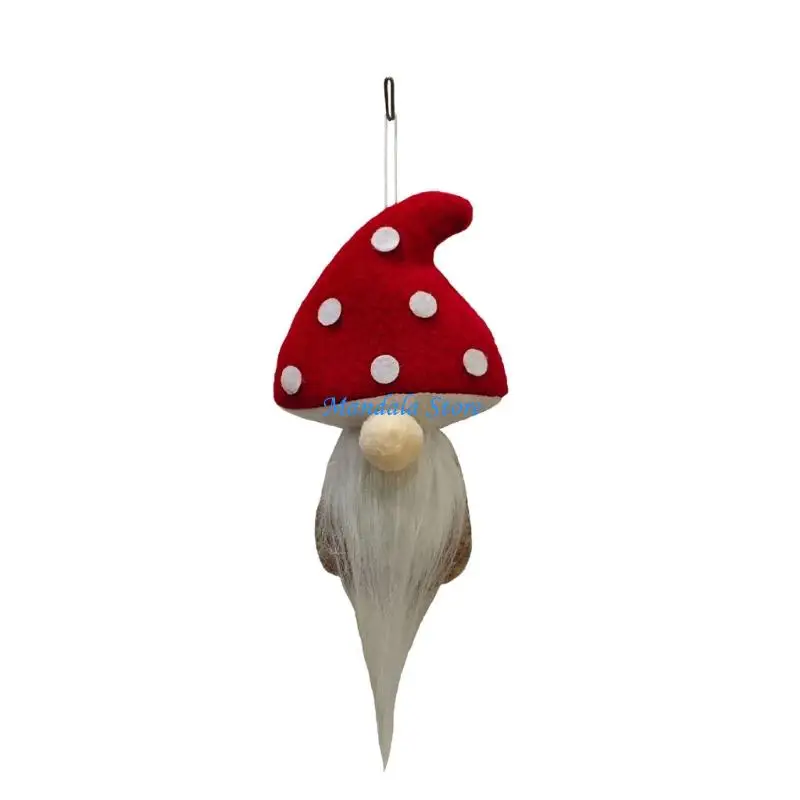 

U2JC 1/4/6 Pcs Elf Dwarf Christmas Ornament Mushroom Gnomes Christmas Tree Ornament