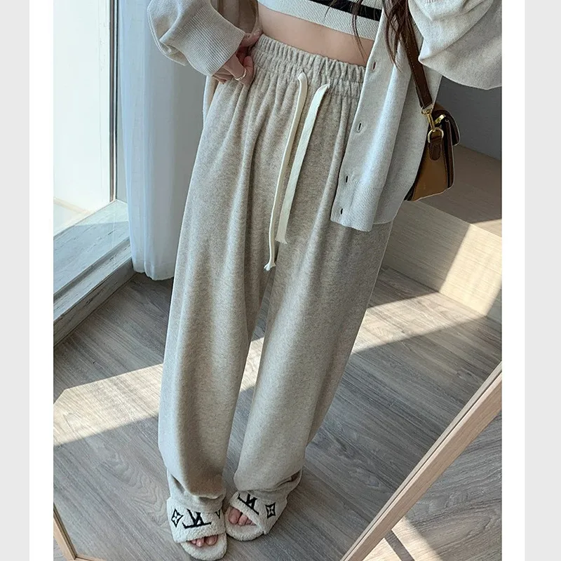 

Casual Pajamas Pants For Women New High Waist Straight Home Wear Pant Loose Autumn Winter Sleeping Trousers Female Pantalones