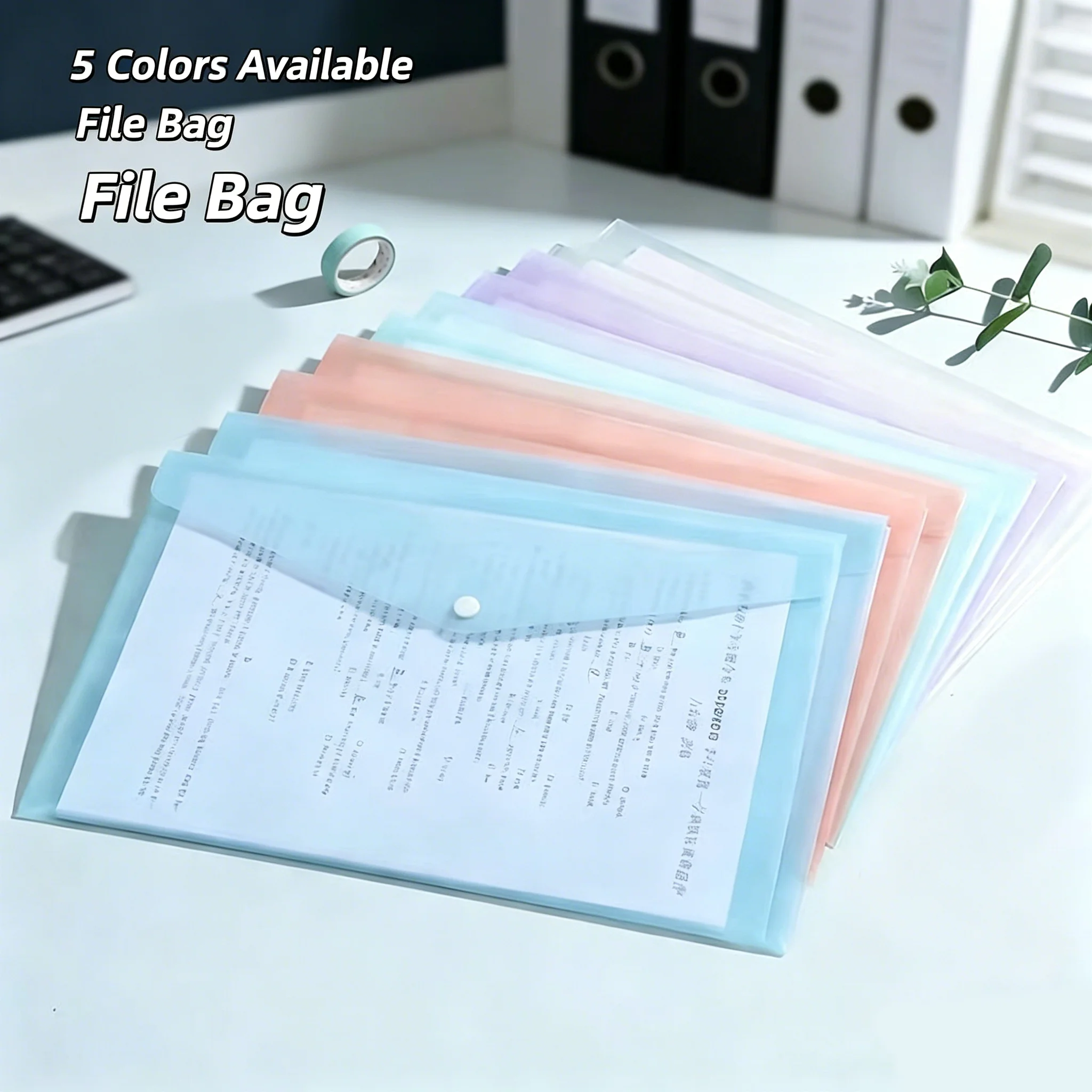 5/20/50 Pcs A4 Transparent PP File Folders Waterproof Plastic Document Storage Bags Student Office Document Organizer Supplies