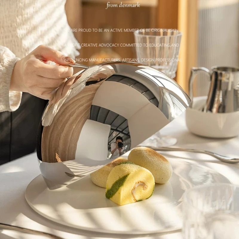 Stainless Steel Food Cover Round Dustproof Fresh-Keeping Lid Steak Bread Fruit Accessories Tabletop Catering Protector Ornament