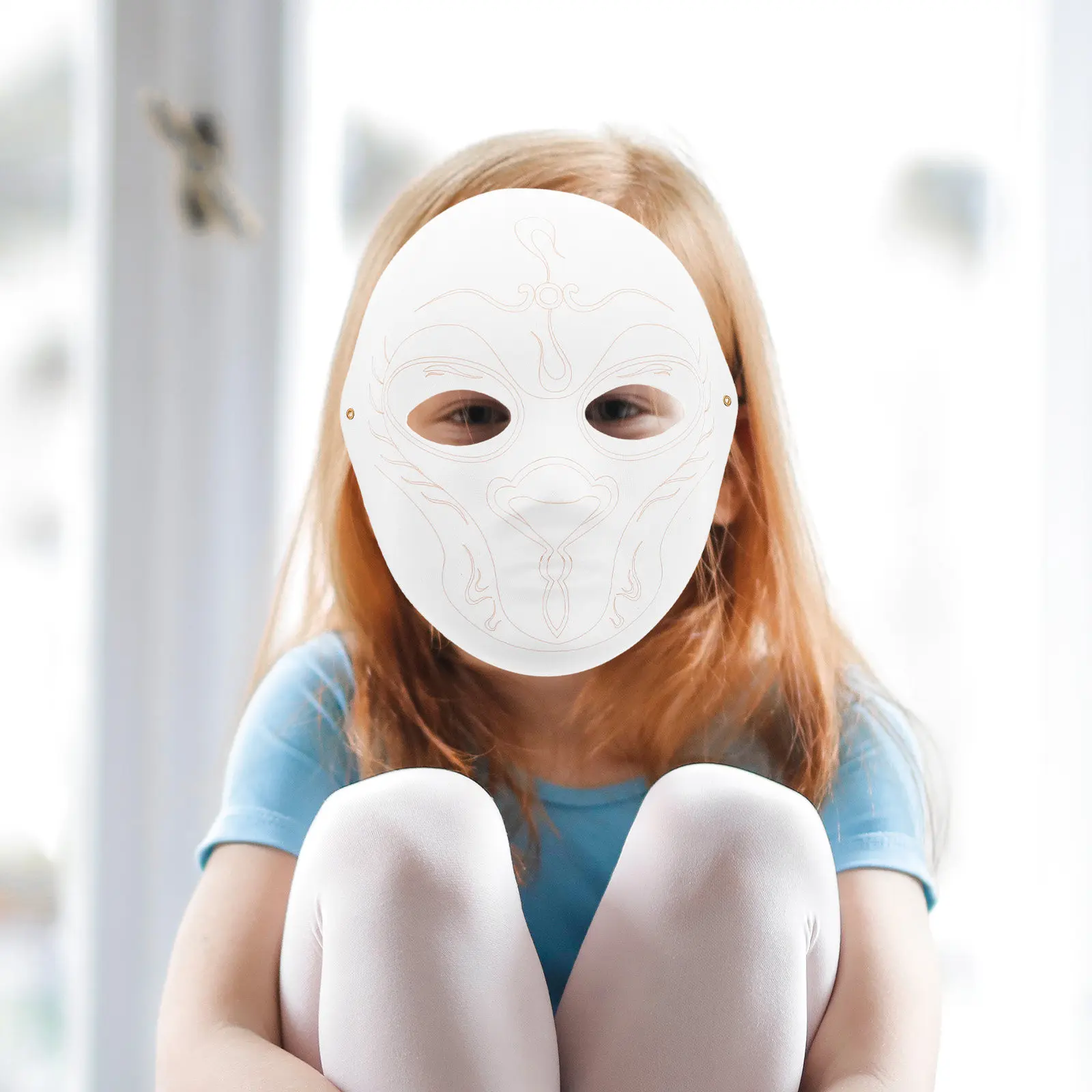 Paper White Mask DIY Blank Paintable Costume Mask Halloween Party Cosplay Decoration Halloween Masks White Paper Masks