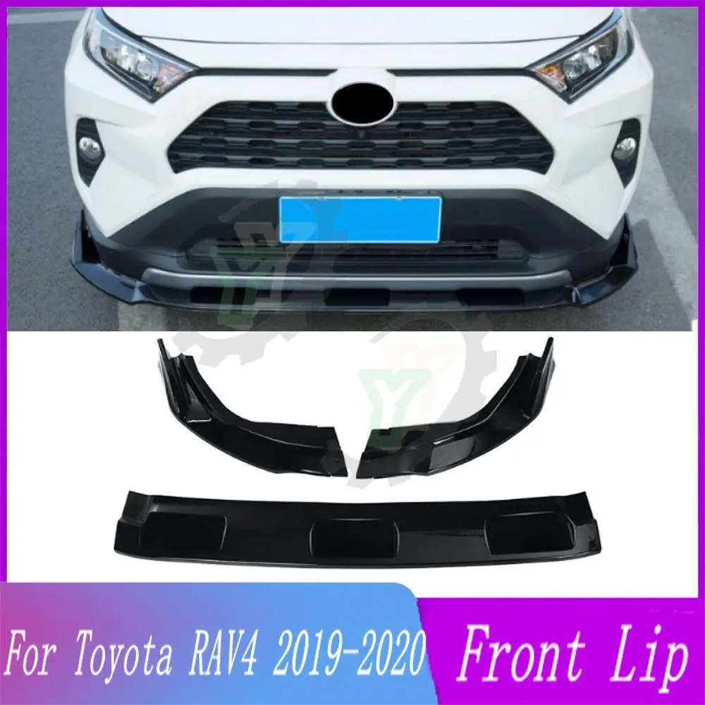 

3PCS Car Front Bumper Lip Spoiler Splitter Diffuser Detachable Body Kit Cover Guard For Toyota RAV4 2019-2020