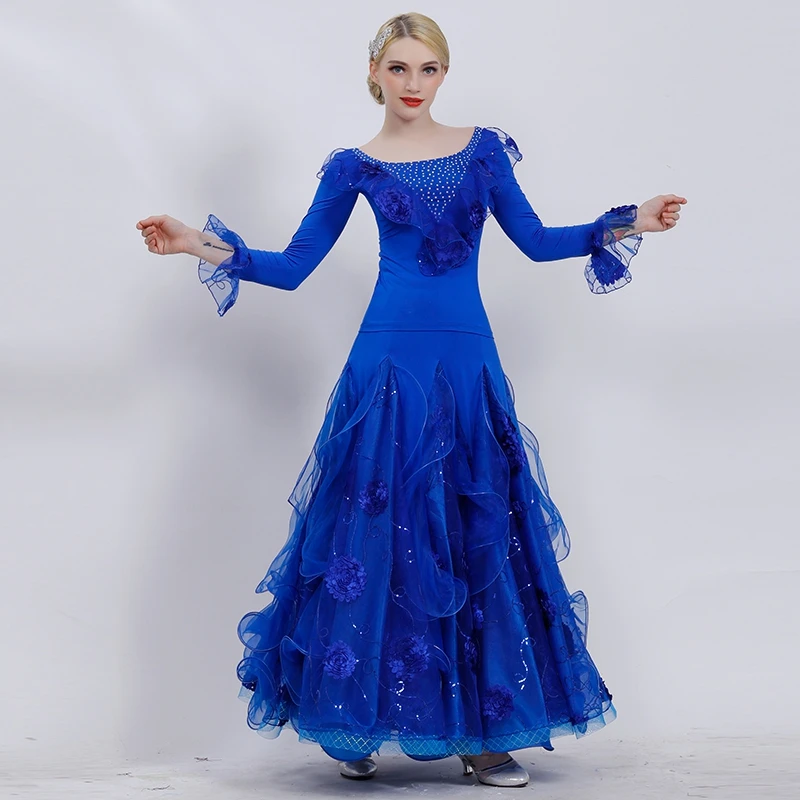 2025 New Flower Fishing Line Skirt Modern Dance Skirt Dance Ballroom Dance Ballroom Dance Big Swing Skirt Suit