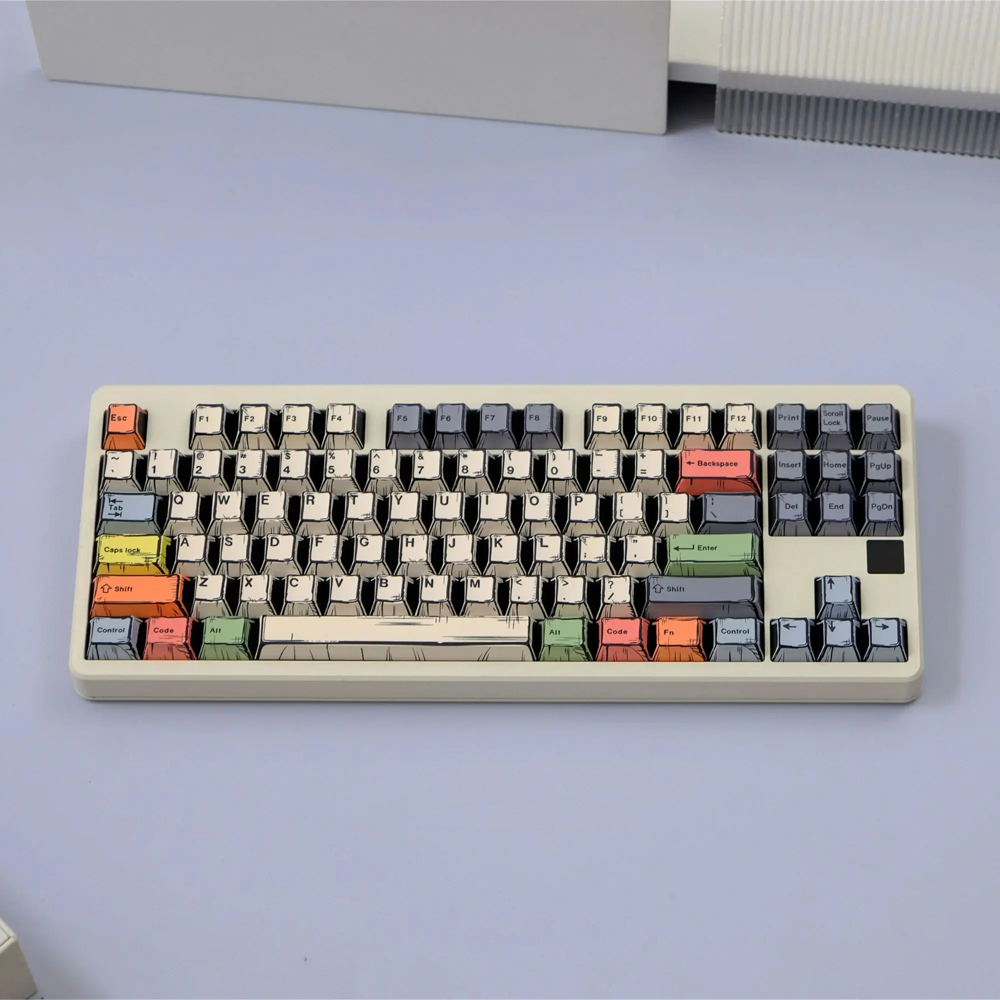 

Холщовые колпачки для клавиш в стиле комиксов, 150 клавиш, колпачки для клавиш из ПБТ, профиль CHERRY DYE-SUB для переключателя MX, механическая клавиатура, раскладка ISO ANSI