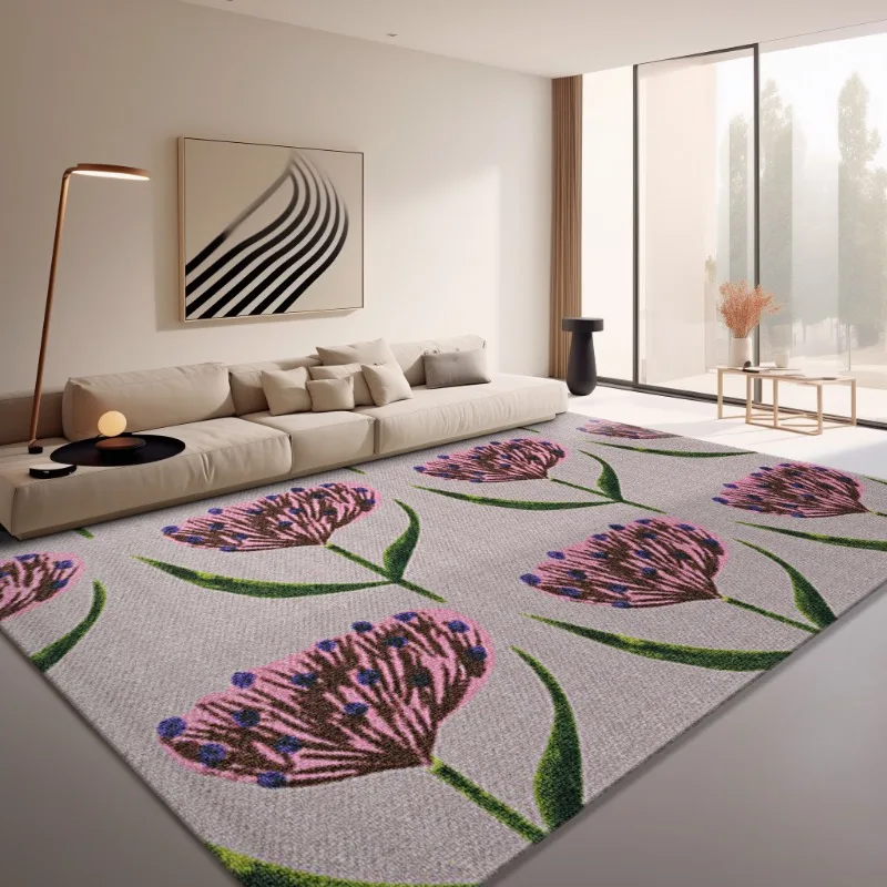 Bright Flower Decorated Living Room Carpet Cloakroom Bedroom Bedside Soft Mat Printed Recreational Area Plush Rug Ковер Tapis 러그