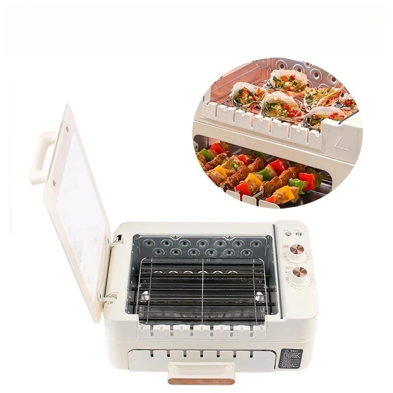 Smokeless 20 Skewers Electric Grill Kebab Griddle Hot Pot Barbecue Baking Pan Roaster Non-Stick BBQ Roasting Oven Multi-cooker