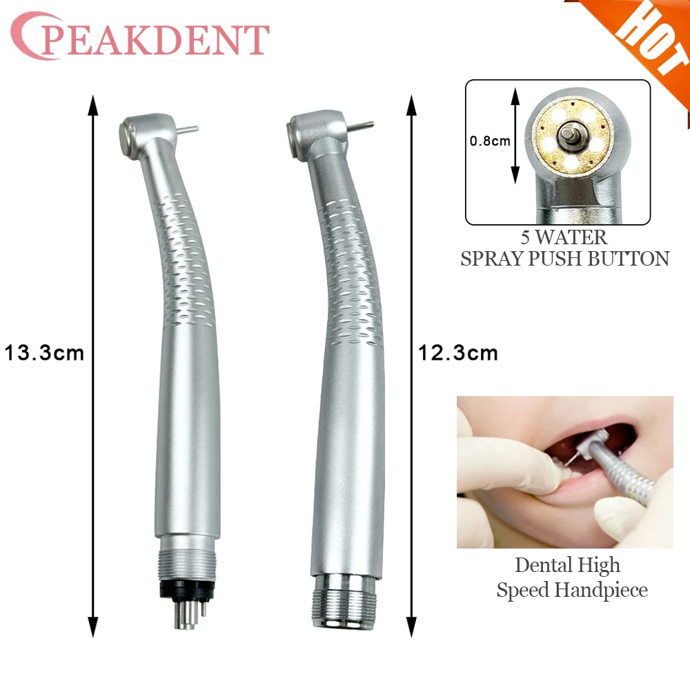 

Dental Handpiece Dental Cartridge Style Handpiece Air Turbine with 5 LED Light 5 Water Sprays High Speed For Handpiece 2/4 Holes