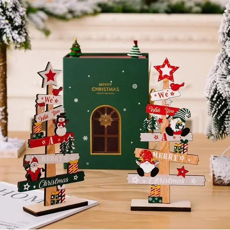 2025 New Years Party Gifts Desktop Christmas Tree Santa Claus DIY Decoration Wooden Christmas Signs Plaque Home decor - Image 4