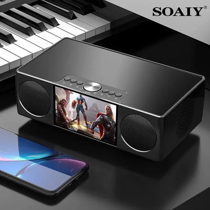 SOAIY głośnik Bluetooth przenośny głośnik HiFi bezprzewodowy głośnik Sound Bar 360 Stereo Surround Subwoofer Audio 8000mAH Power Bank odtwarzacz