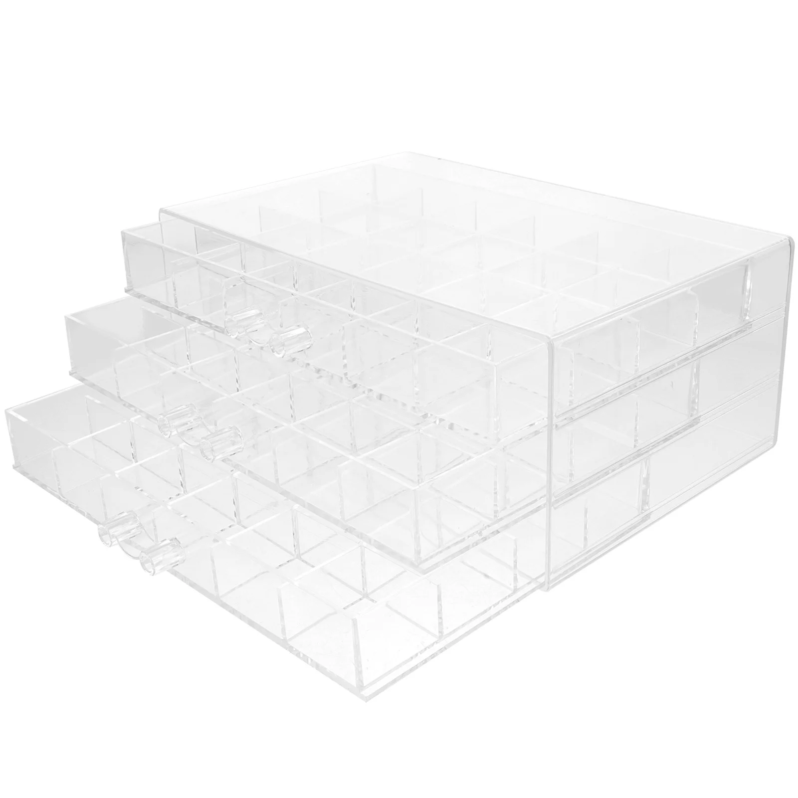 Multi-Layer Storage Box Clear Nail Charm Holder Jewelry Organizer Drawer Style for Earrings Beads Accessories Storage Desktop