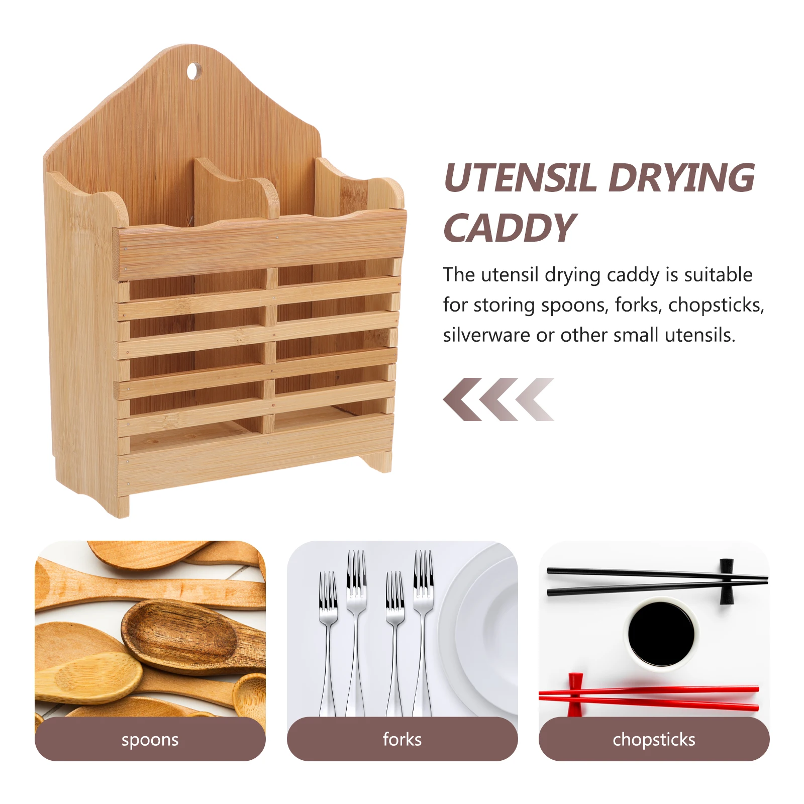 

Bamboo Utensil ganizer Large Capacity Tableware Drying Rack Kitchen Bamboo Utensil Holder Storage Solution