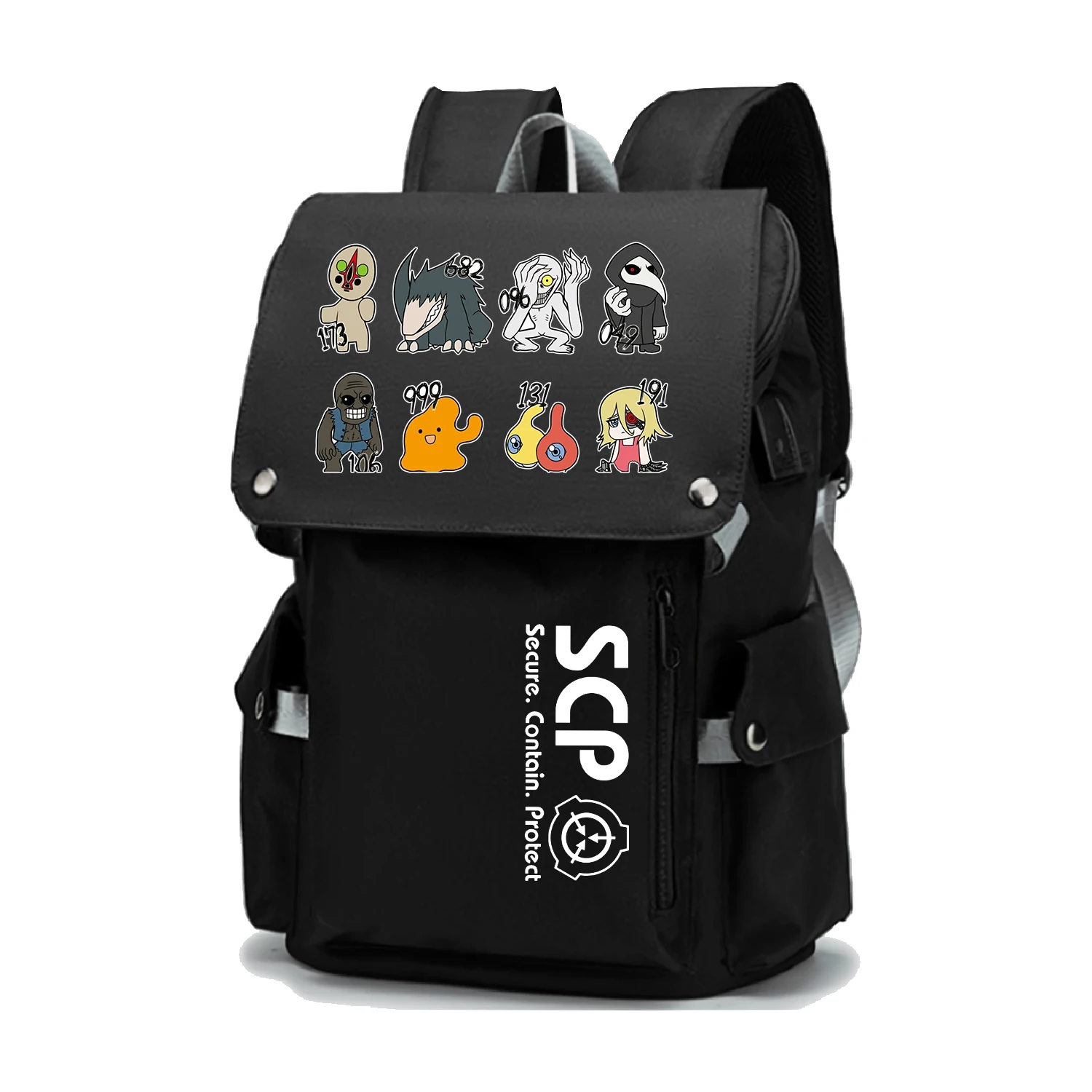 

SCP Foundation Large Travel Backpack Cartoon Teenagers Schoolbags Boys Bookbag Oxford USB Charging Port Students Laptop Bagpack