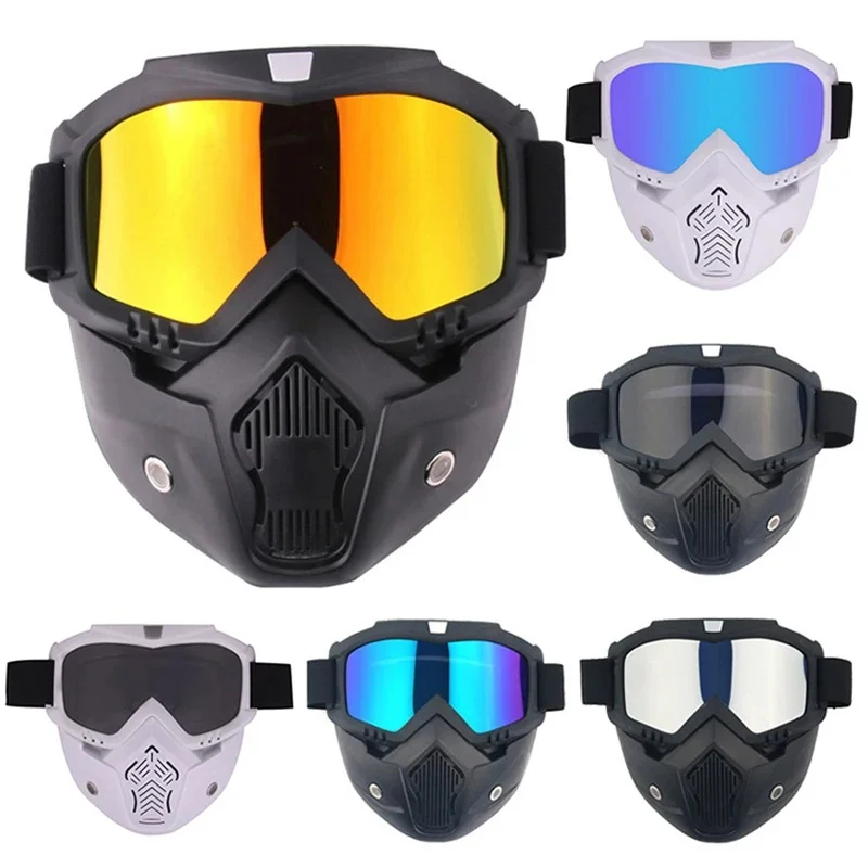 Unisex Skiing Face Mask Snowboard Goggles Snowmobile Skiing Safety Goggles Motocross Riding Glasses Windproof Removable