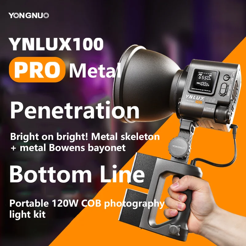 YONGNUO YNLUX100 PRO LED Video Light Bi-Color 2700-6500K 120W COB Light Bowens Mount Photography Studio Lighting Lamp