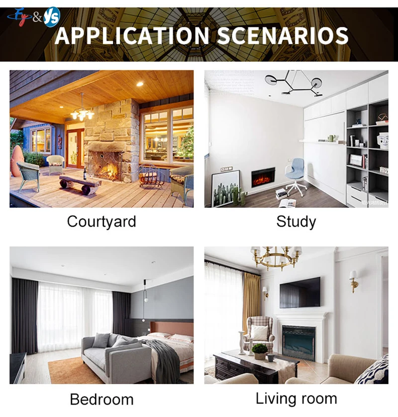 1800W Insert Wall Mount Electric Fireplace Touch Screen Timer Control Decor Fireplace with Log & Crystal Decoration