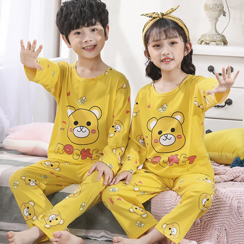 Conjunto de pijamas de verano para niños y niñas, ropa de casa con dibujos animados