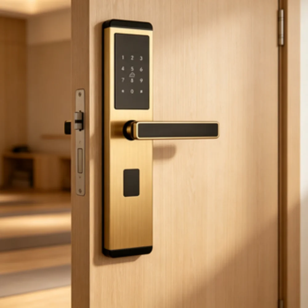 Digital smart lock, standard lock body, touch password card, anti-vandal handle, HR smart lock, suitable for family villas