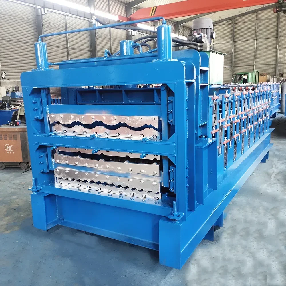 Metal Corrugated Trapezoid Glazed Tile Roll Forming Machine For Making Roof Sheets