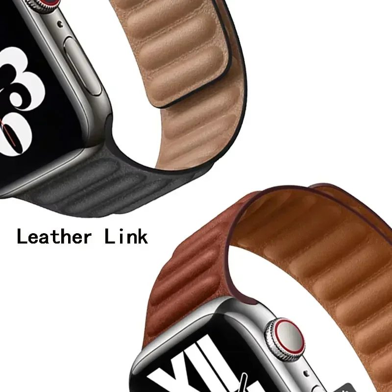 สายหนังสําหรับ Apple Watch Band 40 มม.41 มม.42 มม.44 มม.45 มม.49 มม.สร้อยข้อมือแม่เหล็ก iWatch Ultar 2 3 6 7 8 9 SE 10 42 มม.46 มม.