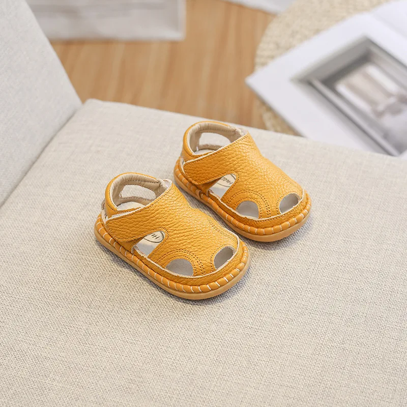 Summer Infant Baby Girls Boys Anti-collision Toddler Shoes Soft Bottom Genuine Leather Kids Children Beach