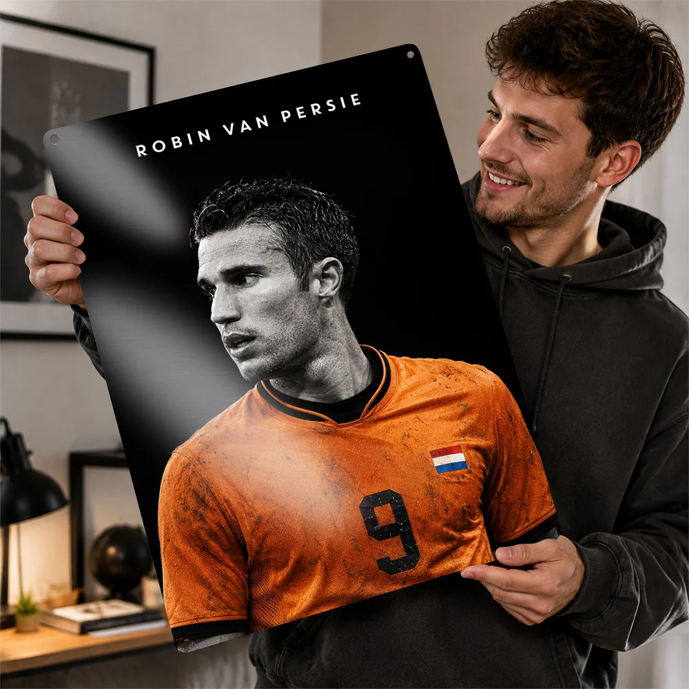 Robin Van Persie Football Aluminum Poster Customized Metal Tin Sign Pitch Icon Portrait Wall Art For Bedroom And Matchday Room