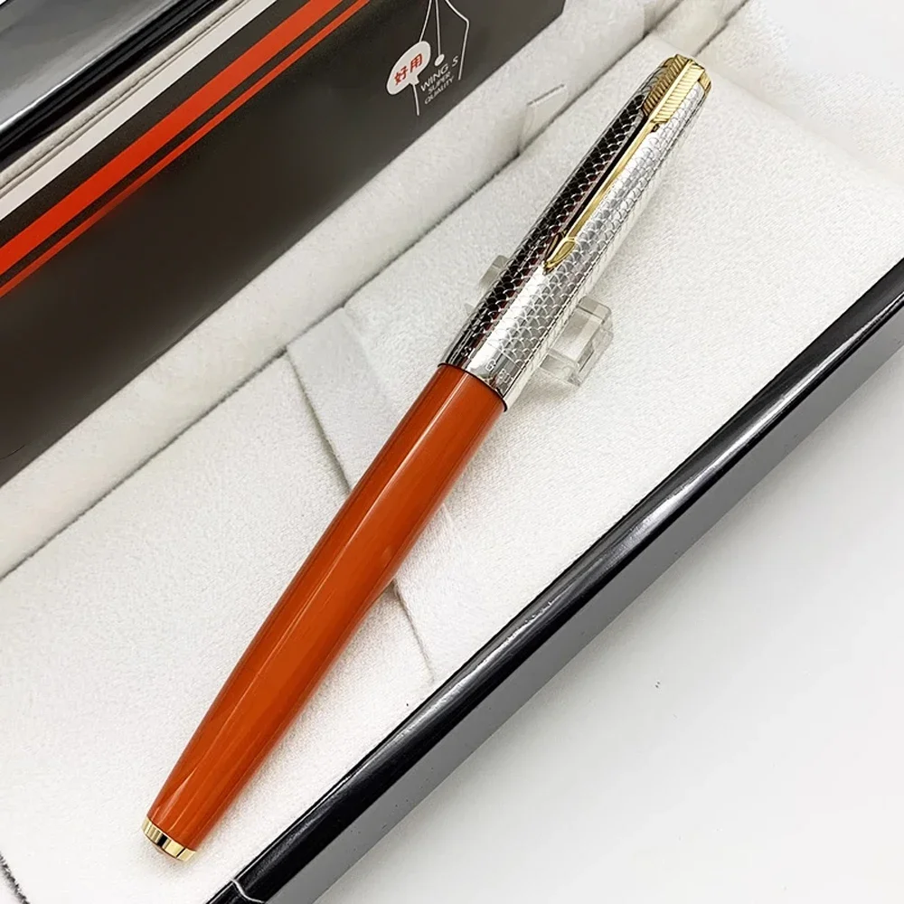 

Limited Edition Wingsung 601 Gold Clip Piston 14k Gold Nib Fountain Pen S925 Sterling Silver Pen Cap Light luxury Gift pens