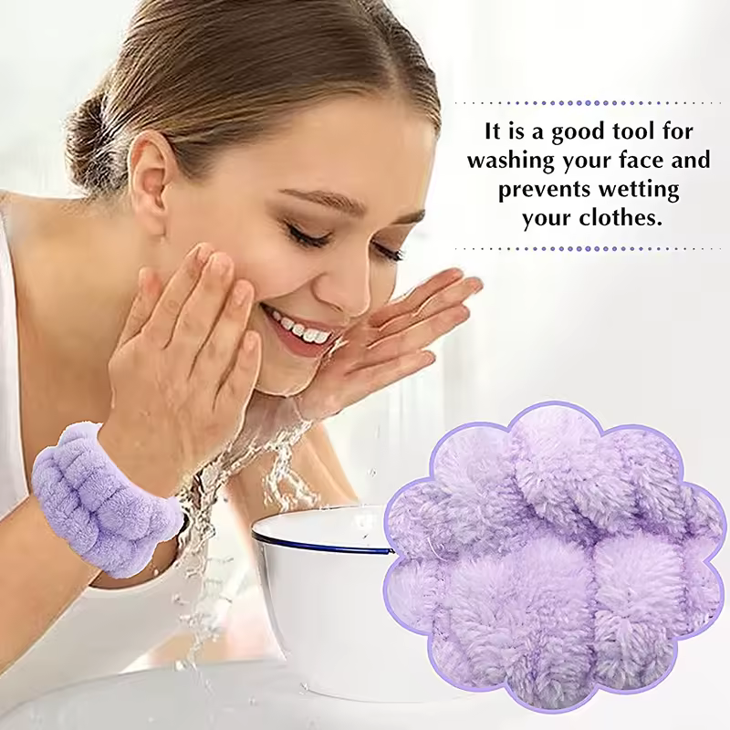 Wrist Washband Microfiber Wrist Wash Towel Band Wristband Scrunchies for Wash Face Absorbent Wrist Sweatband for Women Headband - Image 6