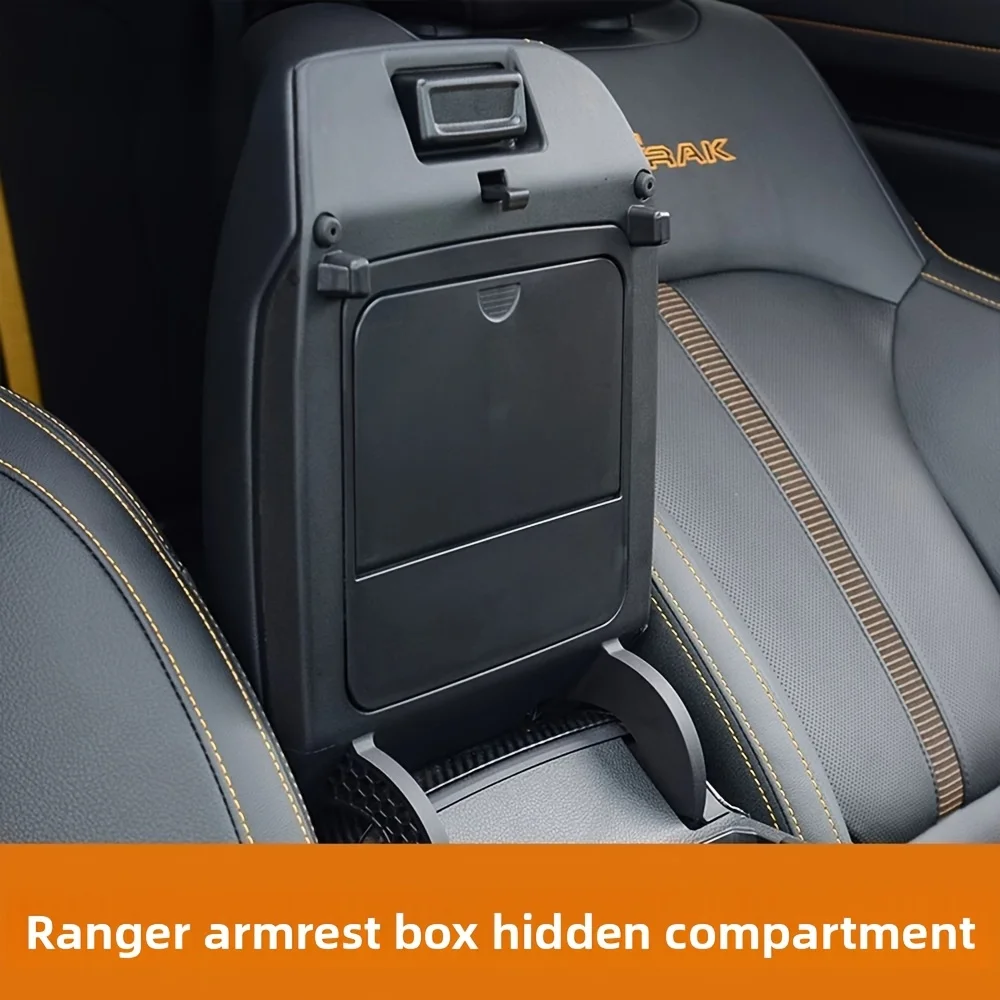 

For Ford Ranger 2023-2025 Center Console Armrest Storage Box Hidden Organizer Car Storage Box Tray Interior Accessories
