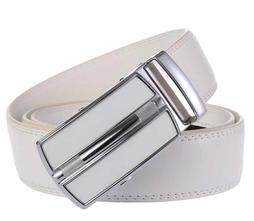 Nieuwe Mannen Lederen Riem, Lederen Riem, Automatische Gesp, midden-Aged Bedrijf Riem Voor Jonge Studenten Witte Riem