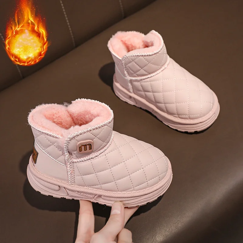 

Snow Boots for Boys and Girls, New Autumn and Winter Models, Children's Fleece-Lined, Thickened, Waterproof, Non-Slip Short Boots, Big Children's Cold-Proof Cotton Boots