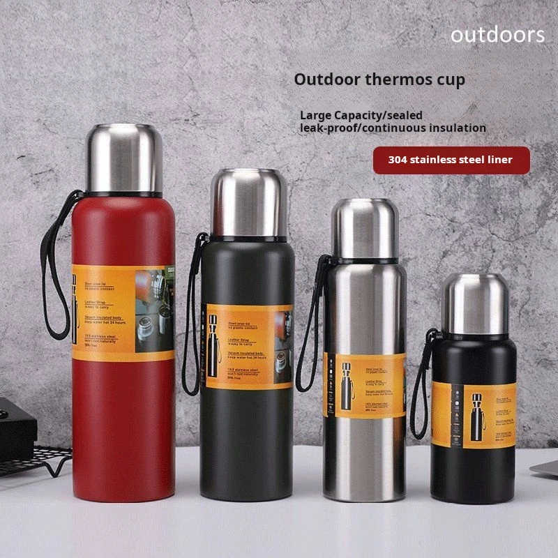 All Steel Thermos Cup 304 Stainless Steel Kettle Insulated 24 Hours 1000ml 1500ml Car Outdoor Sports Travel Kettle