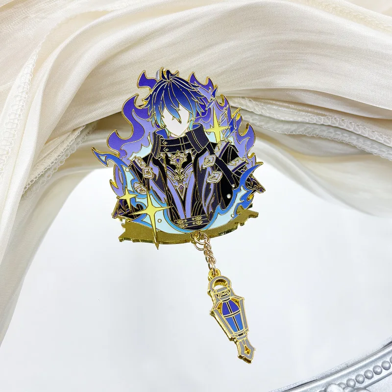 Genshin Impact Kyryll Chudomirovich Flins Cosplay Badges Anime Lightkeepers Flins Metal Brooches Pins Halloween Party Props Fans