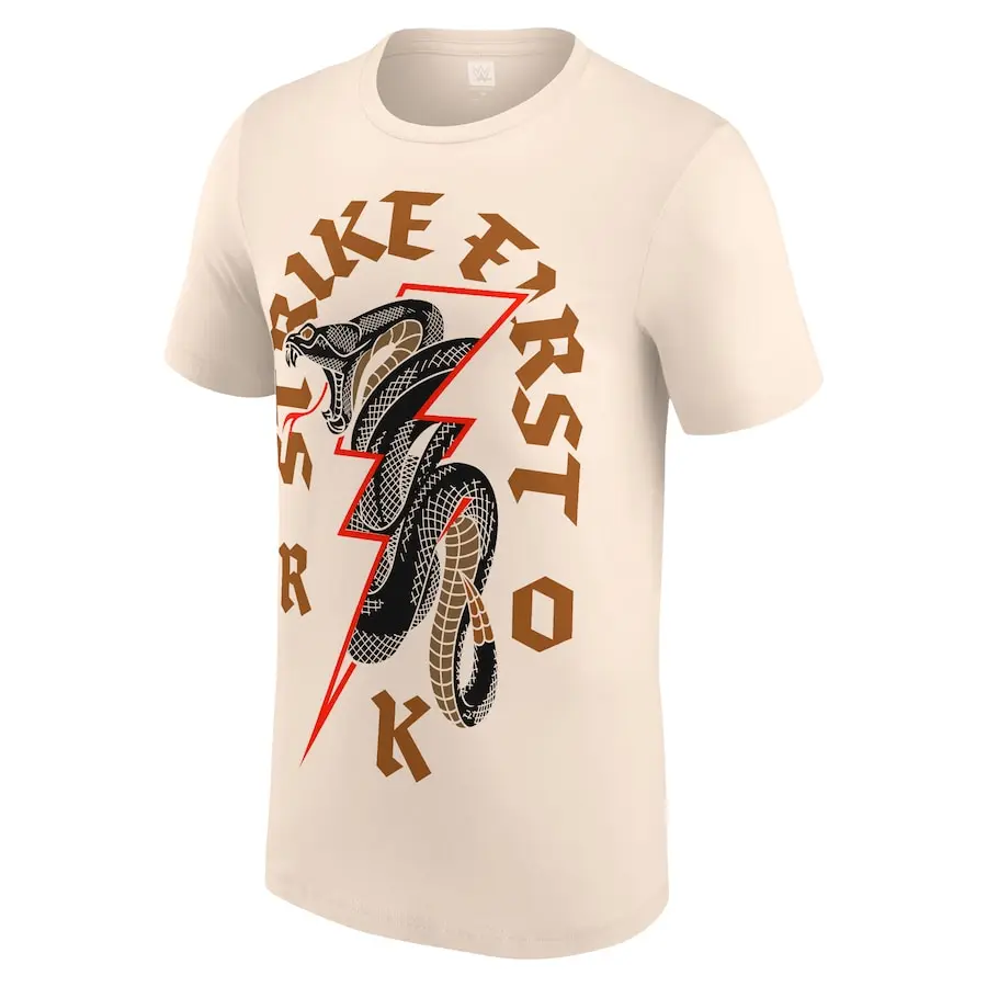 Men's Tan Randy Orton Strike First Viper Bolt T-Shirt