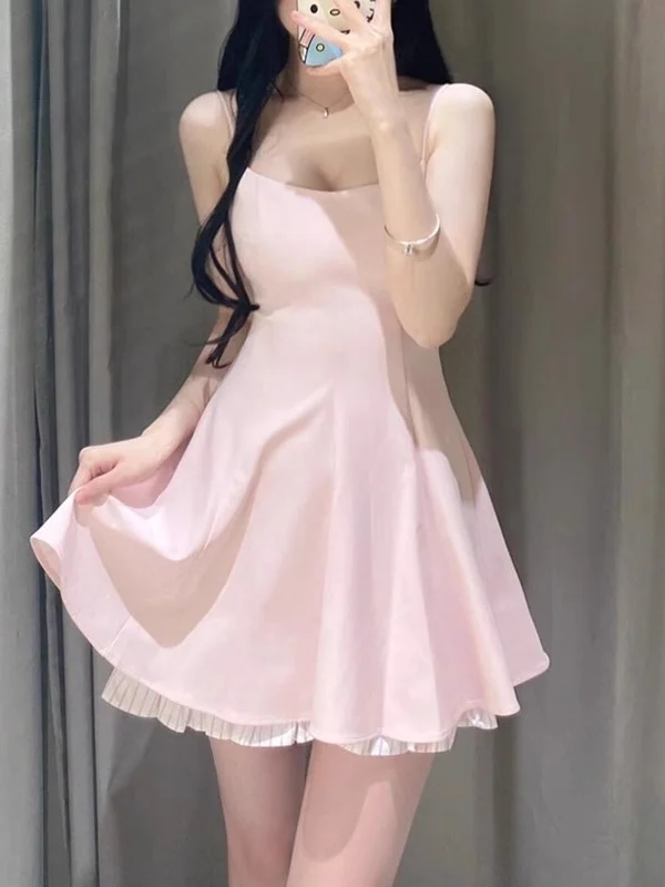 

Новое поступление: Летнее женское цельное платье Sweet Style из хлопка с завышенной талией, А-силуэт, без рукавов, с высоким воротом, для молодых женщин