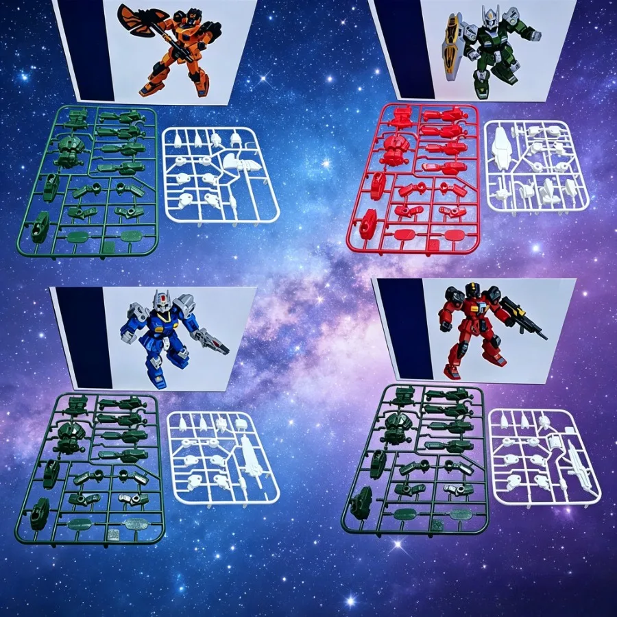 16/4pcs DIY Mecha Squad Model Kit, Sci-Fi Robot Building Set, Detailed Battle Scene Desktop Collectible Decor, Model Gift
